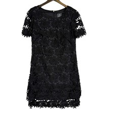 Adrianna Papell Black Floral Lace Shift Dress Cocktail - 8
