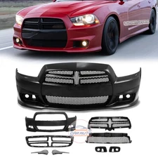 Front Bumper Cover Grille w/Bracket Kit For 2008-2014 Dodge Charger SRT 8 Style