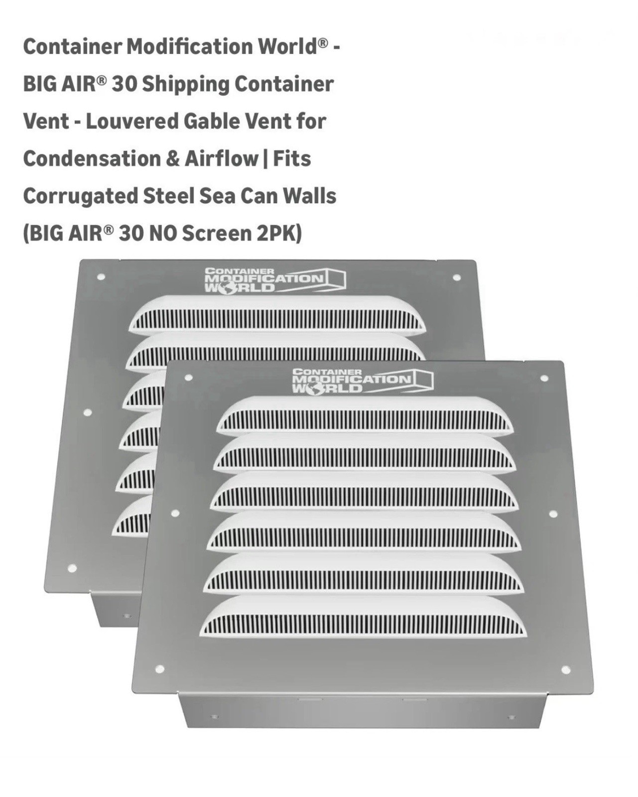 NEW Container Modification World BigAir Louvered Gable Vent 2 Pack NO SCREEN