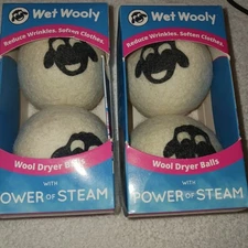 Wool Dryer balls. New Zealand. Wet Wooly. Set Of 4. New