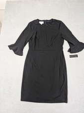 Donna Morgan Dress Womens 14 Black Bell Sleeve Sheath Little Black Work Office