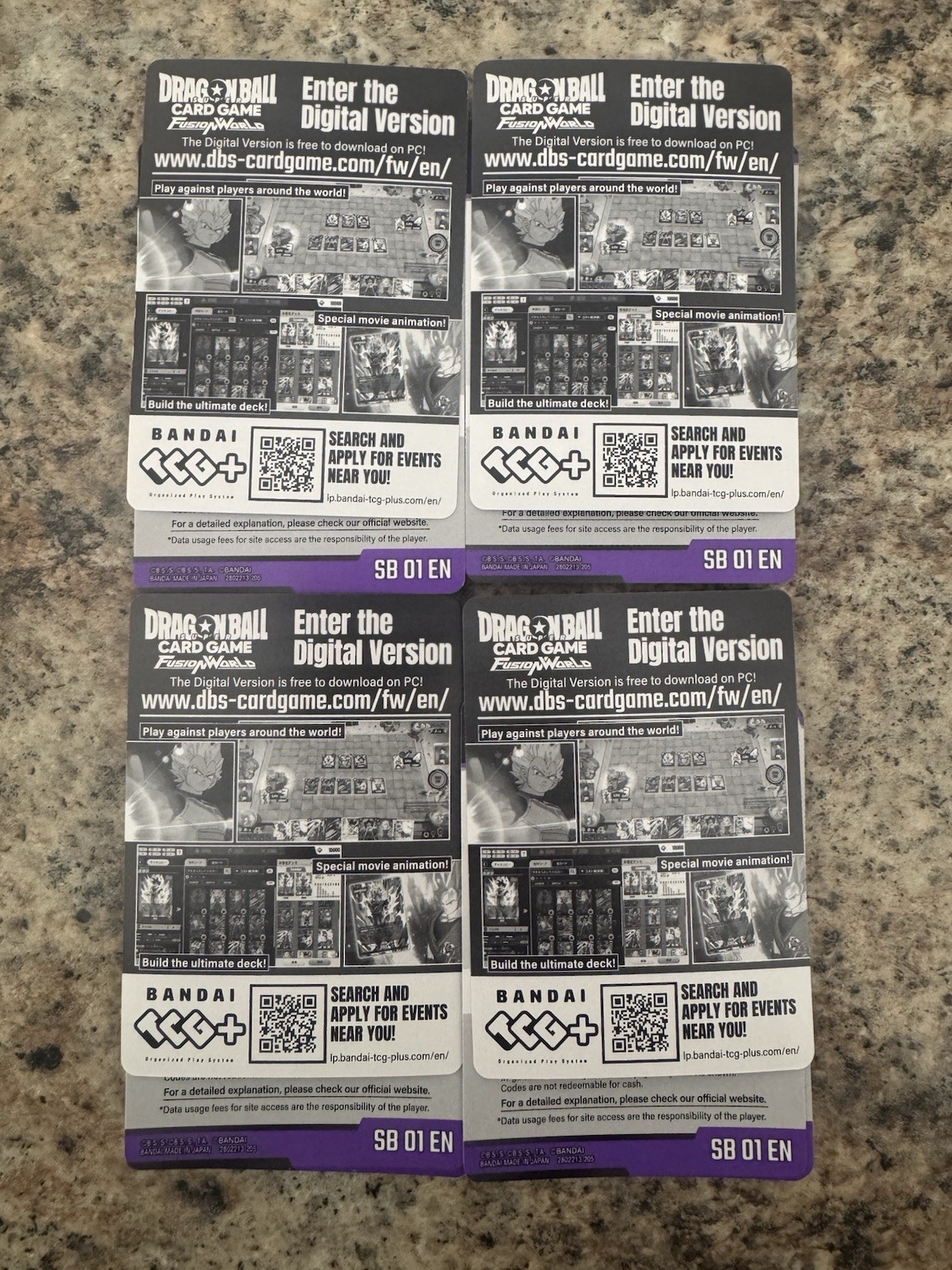 Dragon Ball Super Fusion World Manga Booster 01 SB01 Code Card 74x