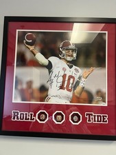 Aj McCarron Autographed Framed Photo and Rings U of Alabama