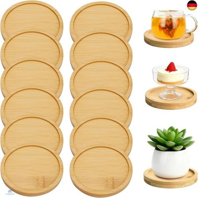 12 Stück Holzuntersetzer Round, Bambus Untersetzer Bastelset Getränke Coasters f