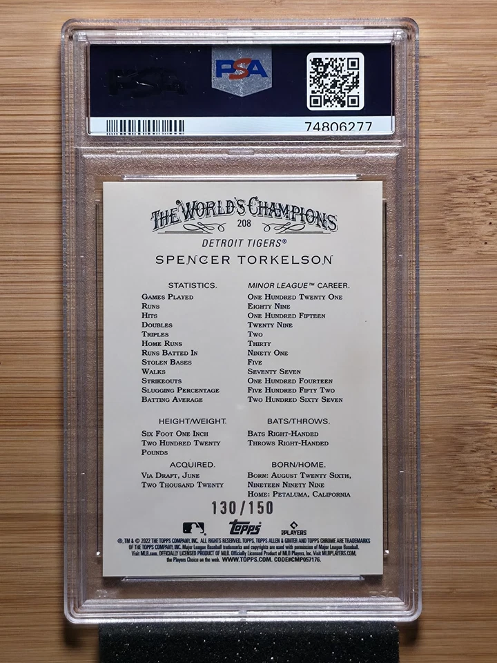 2022 Allen & Ginter Chrome Spencer Torkelson Blue Refractor /150 - Image 2 of 2