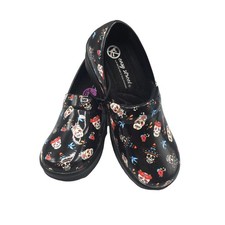 Easy Street Sugar Skull Laurie Patent Faux Women's 6 1/2 Slip Resistant Clogs