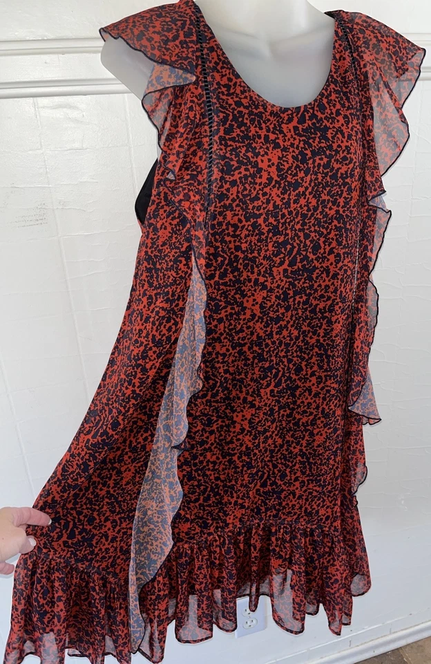 Vestido para mujer Z Spoke Zac Posen manga acampanada forrado rojo puro púrpura hasta la rodilla-talla 10 Foto 2 de 4