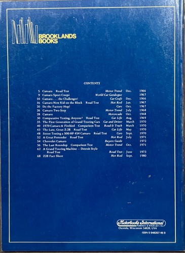 Clarke - Chevrolet Camaro 1967-1973 - Brooklands Books - 1985 - Trade Paperback - Picture 2 of 6