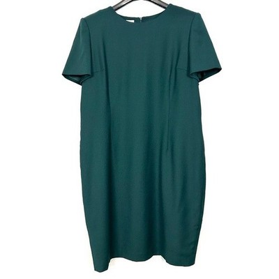 Talbots 100% Wool Sheath Dress Women s Size 20 Short Sleeves Knee Length Green