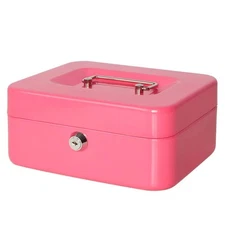 Jssmst Pink Cash Box with Removable Tray and Privacy Key Lock 787x63x37