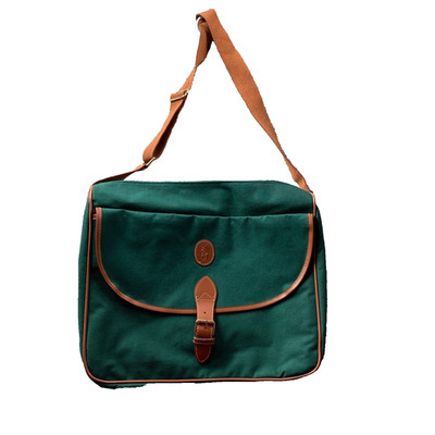 Polo Ralph Lauren Green Canvas Messenger Bag Laptop Shoulder Satchel Vintage S4