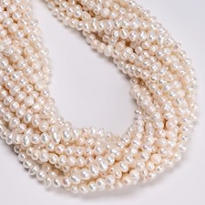Natural White Fresh Water Pearl Potato Shape Beads Size 4-5mm 14'' Strand
