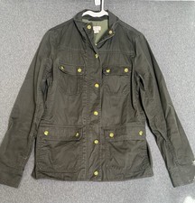 Vintage J. Crew Olive Green Utility Barn Jacket Gold Zip Pockets Women's XS 3J