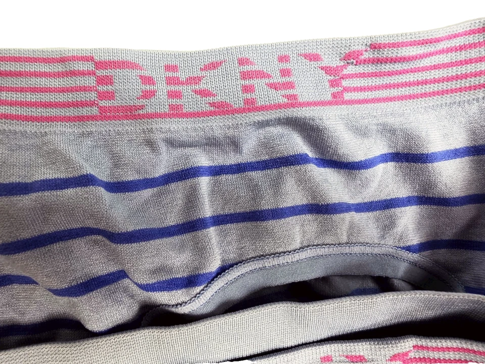 批量 2 件 全新无标签 DKNY ( XL) 微纤维针织 无缝内裤 条纹 蓝色 粉色 — 第 2/3 张图片