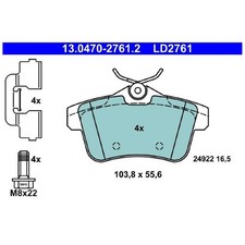 Satz Bremsbeläge Bremsklötze hinten für Peugeot 5008 0U 1 508 8D SW 8E | 2458