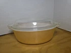 Vintage Anchor Hocking Fire King Peach 1 1/2 Qt Casserole # 467 w/matching lid