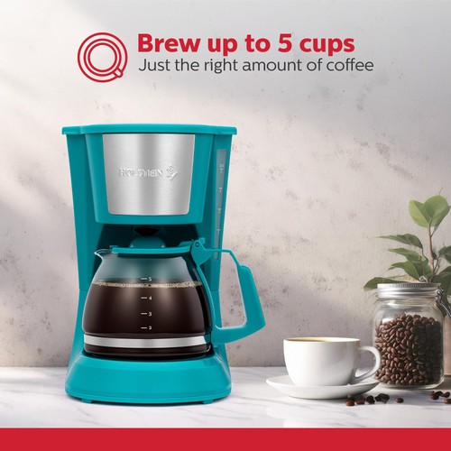 Holstein Housewares Macchina da Caffè a Goccia 5 Tazze - Compatta e 5 Tazze, Teal  - Foto 2 di 7