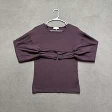 Michael Stars Top Womens M Purple balloon Sleeve Stretch Casual Boho Made In USA