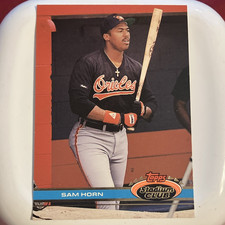 Topps 1991 Stadium Club Sam Horn Rookie Card #316 Baltimore Orioles MLB. rookie card picture