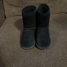 Bearpaw black suede youth girl boots size 2 Warm Winter