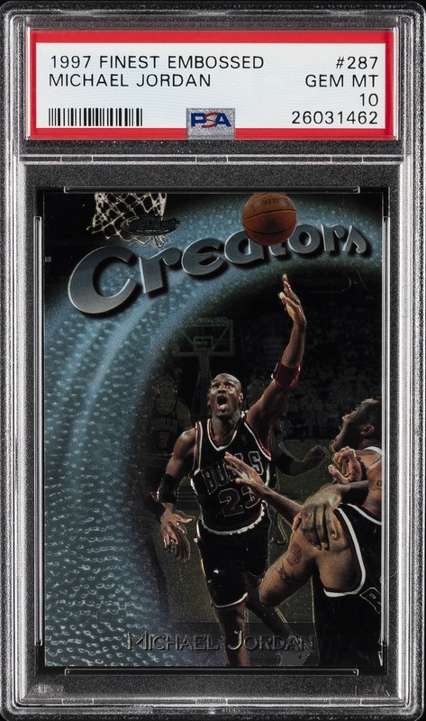 1997 TOPPS FINEST EMBOSSED #287 MICHAEL JORDAN PSA 10