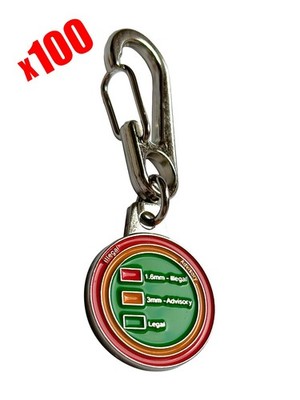 100x Reifenprofiltiefenmesser Messwerkzeug für Auto und Van rund Schlüsselanhänger Trolley