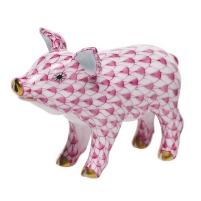 HEREND,  LITTLE PIG STANDING, PINK FISHNET,  #VHP-05352,  BRAND NEW, MINT & BOX!