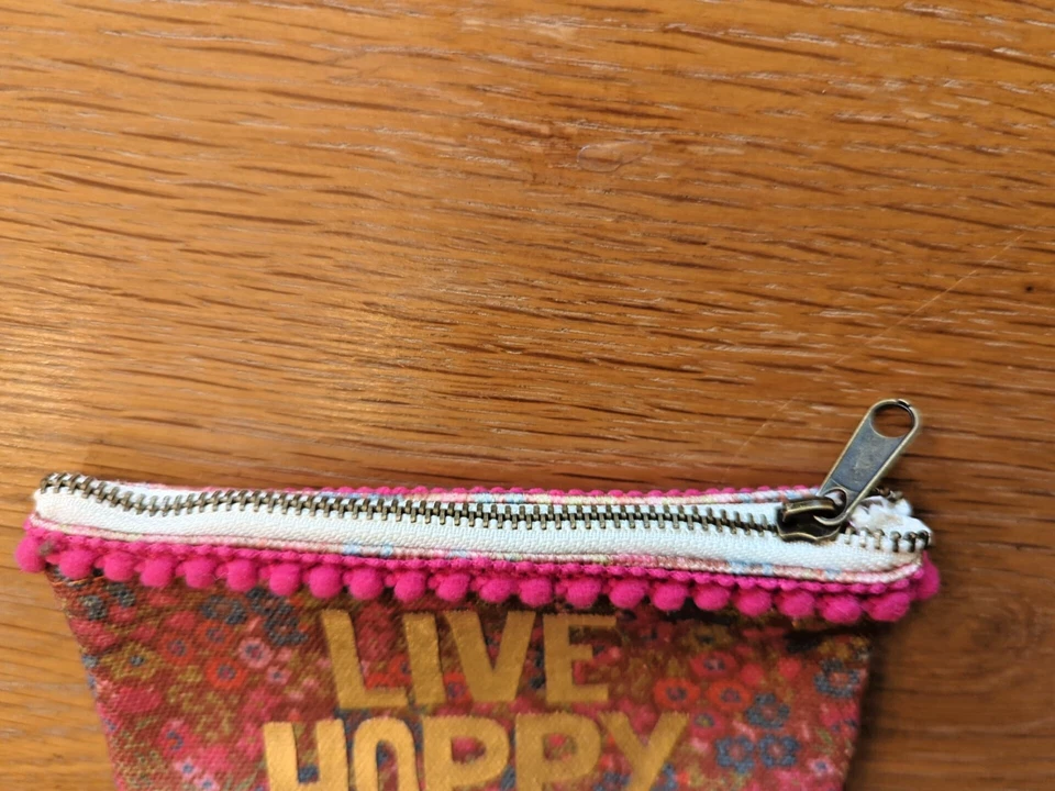 Monedero pequeño Natural Life Live Happy floral de lona boho con cremallera Foto 2 de 4