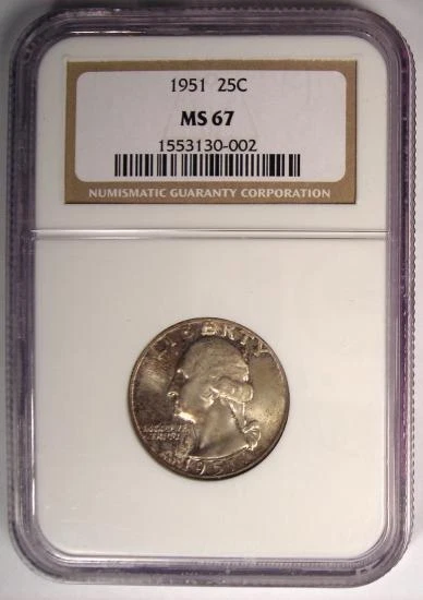 1951 Washington Quarter 25C - NGC MS67 - Rare Superb Gem - $375 Value - Image 2 of 4