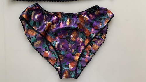 vintage 1990s Lingerie Camisole Underwear Set Floral Lace purple black tank top - Picture 13 of 18