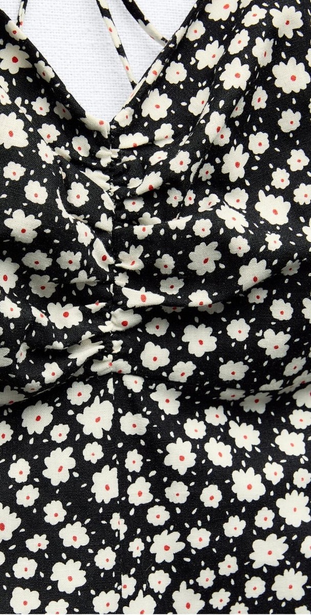 Sz S New Zara LINEN BLEND FLORAL PRINT MIDI DRESS Black SS24 2977/780 Cross | eBay Sz S New Zara LINEN BLEND FLORAL PRINT MIDI DRESS Black SS24 2977/780 Cross | eBay