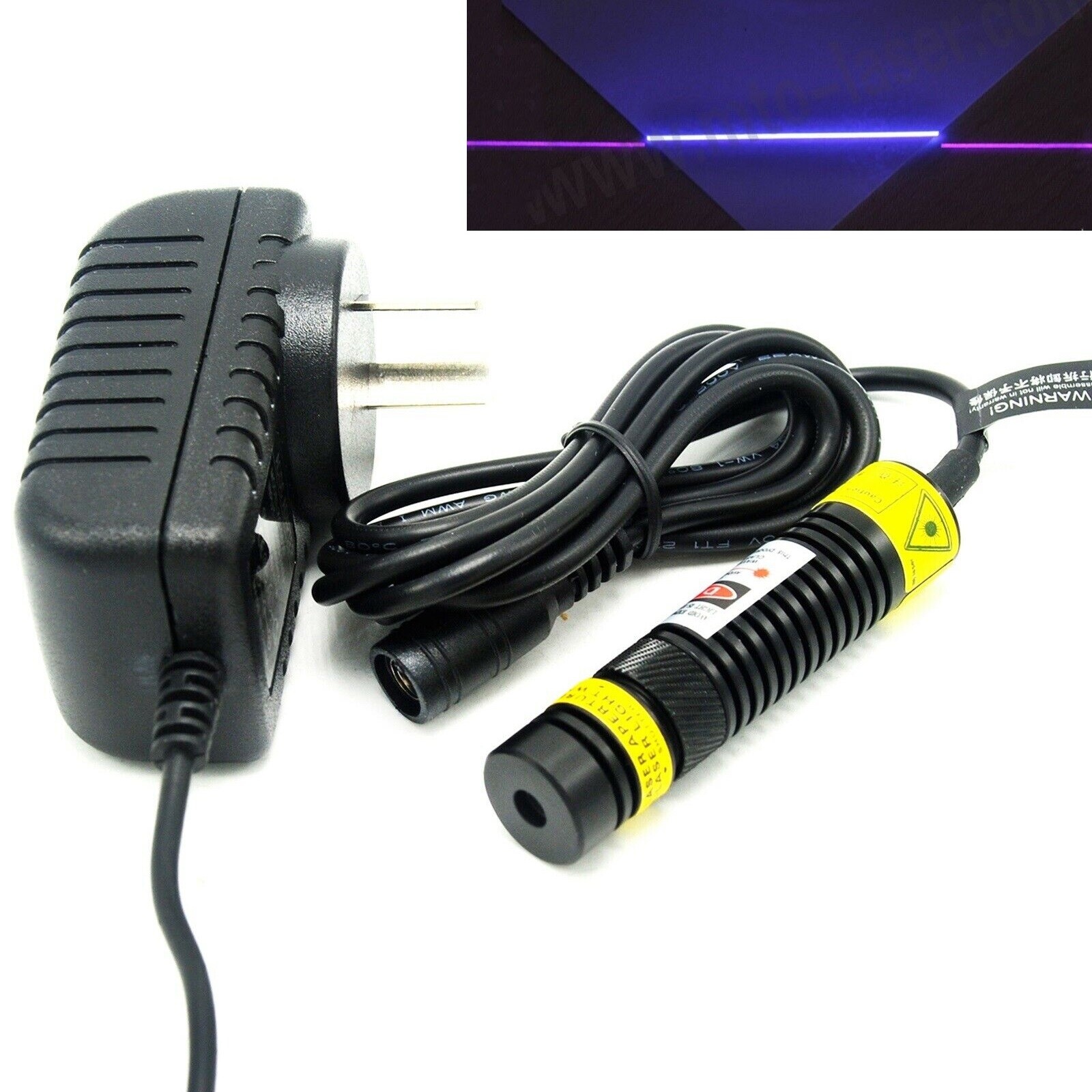 Violet/Blue Line 405nm 300mW Focusable Laser Diode Module 16x68mm 5V Adapter