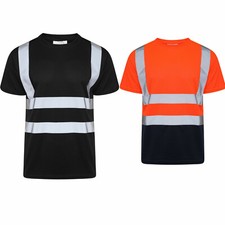 Image of Hi Viz T-Shirt High Visibility Reflective Tape Safety Security Work Pack of 2