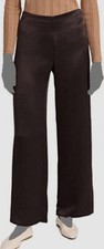  395 Vince Women Brown High Waist Heavy Satin Wide Leg Pants Size M