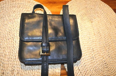 Talbot's Black Soft Leather Small Travel Crossbody Purse ID Credit Cards 7½''x 6½