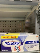 AiWaWa CA, POLIGRIP Strong Hold Denture Adhesive Cream 2x68g tubes (136 Grams)