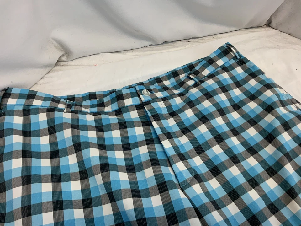 Pantalones Cortos de Golf Slazenger Talla 40 Azul Gris A Cuadros Poli Elásticos Planos Como Nuevos YGI F0-473 Foto 3 de 4