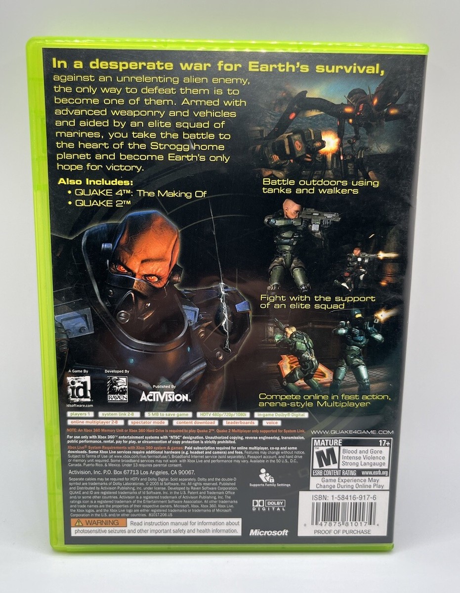 Quake 4 (Xbox 360) CIB Complete W/ Bonus Disc Manual Tested