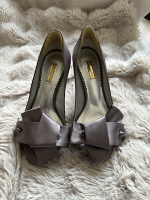 Report Signature Grey Satin Bow With Studs Heels