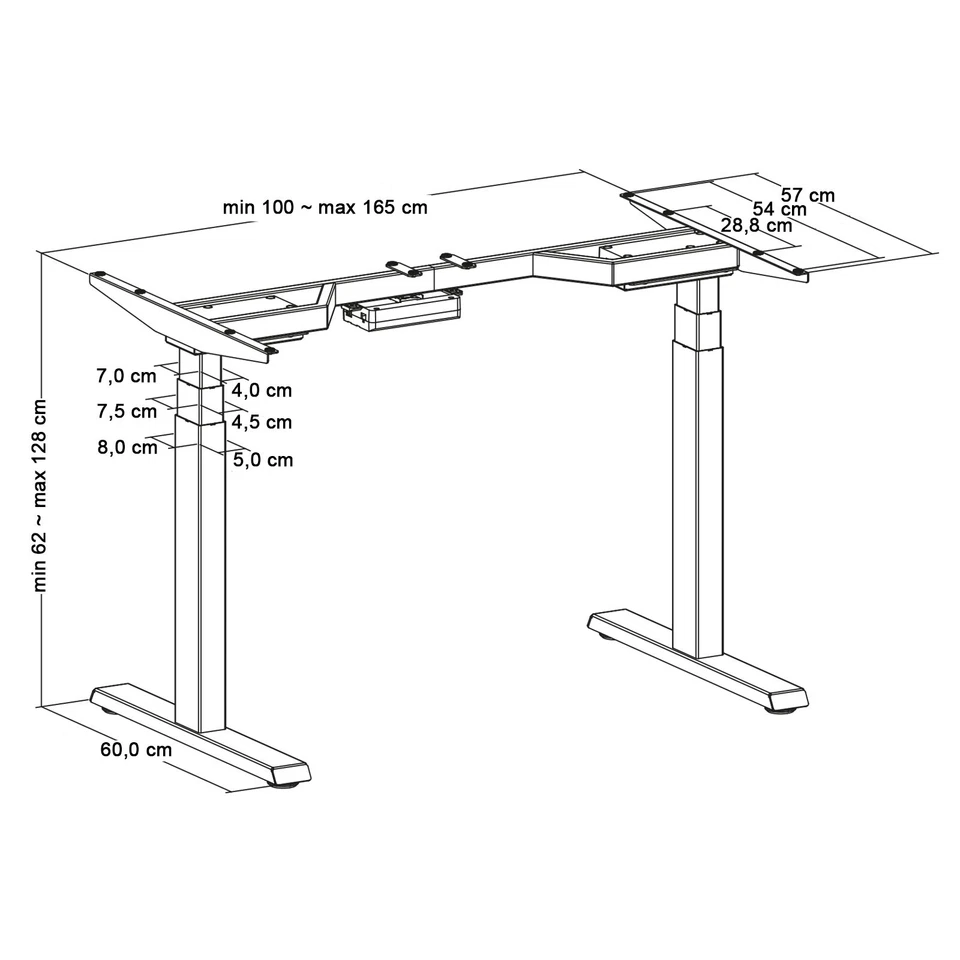 Tischgestell Höhenverstellbar Schreibtisch Rahmen Elektrisch Doppelmotor - Bild 4 von 4