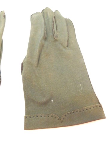 **DESIGNER LADIES OLIVE GREEN DOUBLE WOVEN COTTON GLOVES UNLNED SIZE 6.5 - Picture 2 of 4