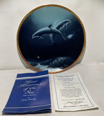 Die großen Säugetiere des Meeres Teller Sammlung von Wyland Set 7 gebraucht