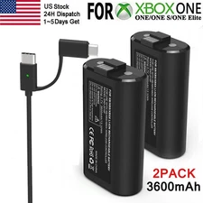 2*Rechargeable Battery+USB Charger Cable Pack For XBOX One/360/S/X Controller US