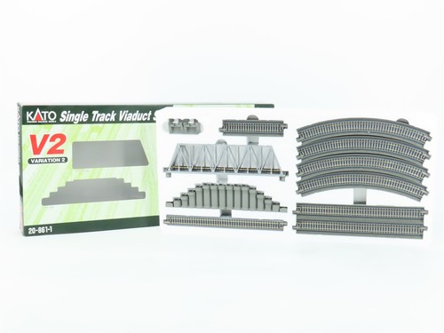 N KATO Unitrack 20-861-1 eingleisiges Viadukt-Set V2 mit Fachwerkbrücke & Pfeilern