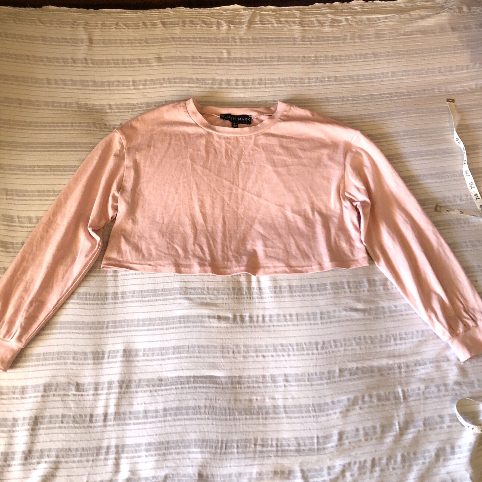 BLUSH MARK Pink Short Sleeve Cute Cropped Top Small-image