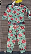 NWT Angel Dear 2-Piece Pajama Set Bamboo Size 6-12 Months Poinsettia Christmas