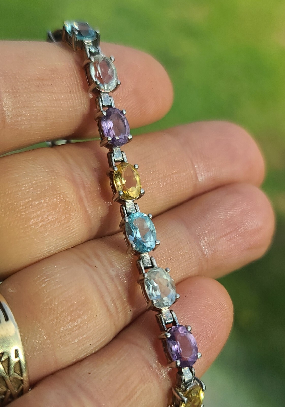 Sterling 925 Solid Silver Natural White Sapphire/… - image 1