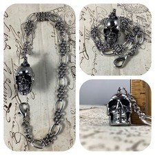 Memento Mori Pocket Albert Watch Chain with Huge 1 Anatomical Skull Fob