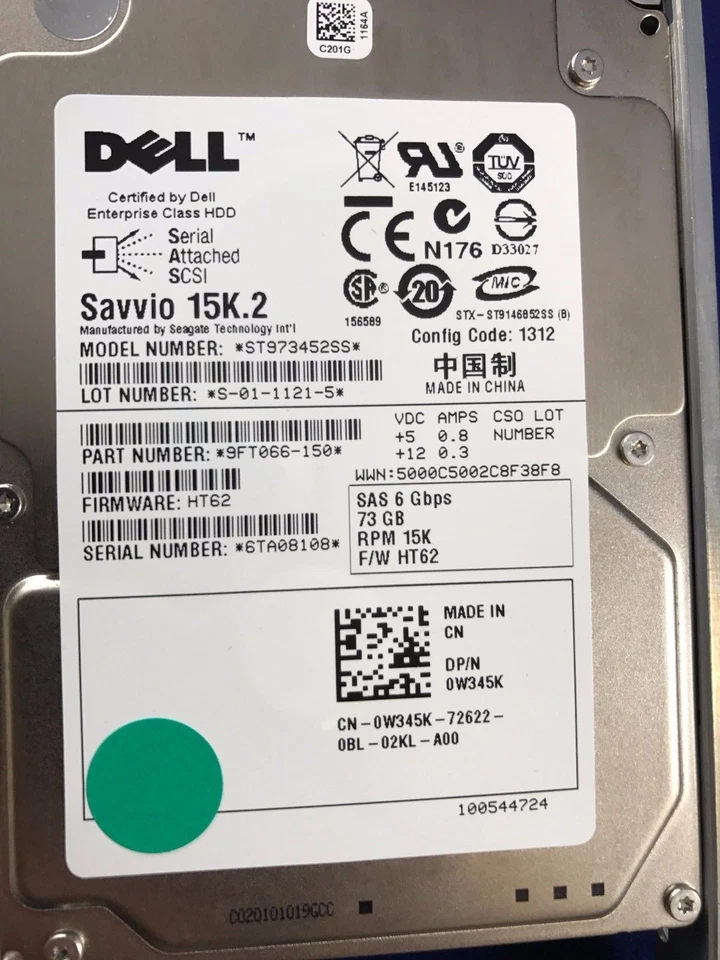 Dell 73GB 2.5" Hard Drive ST973452SS W345K G108N 15K 6G SFF SAS - Image 4 of 4