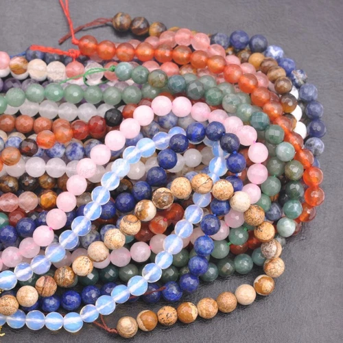 Wholesale Natural Gemstone FACETED Round Spacer Loose Beads 4MM 6MM 8MM 10MM - Picture 5 of 135